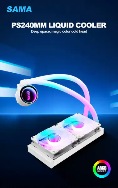 Sama Customized 240mm Rgb Beleuchtung Flüssigkeit Aio Kühler Cpu Flüssigkeitskühler Wasserkühlung Flüssigkeitskühler für Pc