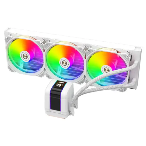 Alseye 360mm White Frame Sync Argb Aio Flüssigkeitskühler mit Temperaturanzeige für 12.