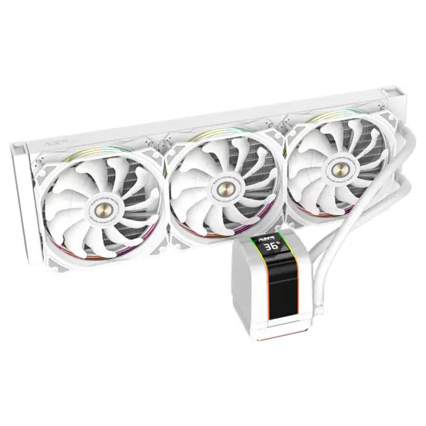 Alseye 360mm White Frame Sync Argb Aio Flüssigkeitskühler mit Temperaturanzeige für 12.