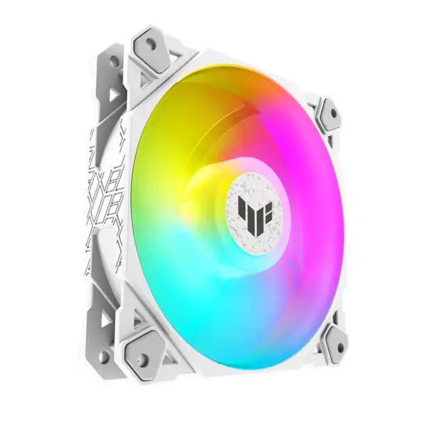AsUs Tuf Gaming White Tf120 Pc Fan Pure White Design Argb Fan Pwm Temperature Control Speed Control Double-Layer Led Array